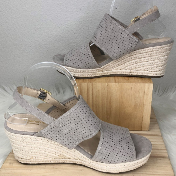 Liz Claiborne Womens Hatcher Wedge Espadrille Sandals Koala Beige Size 10M - Picture 7 of 7
